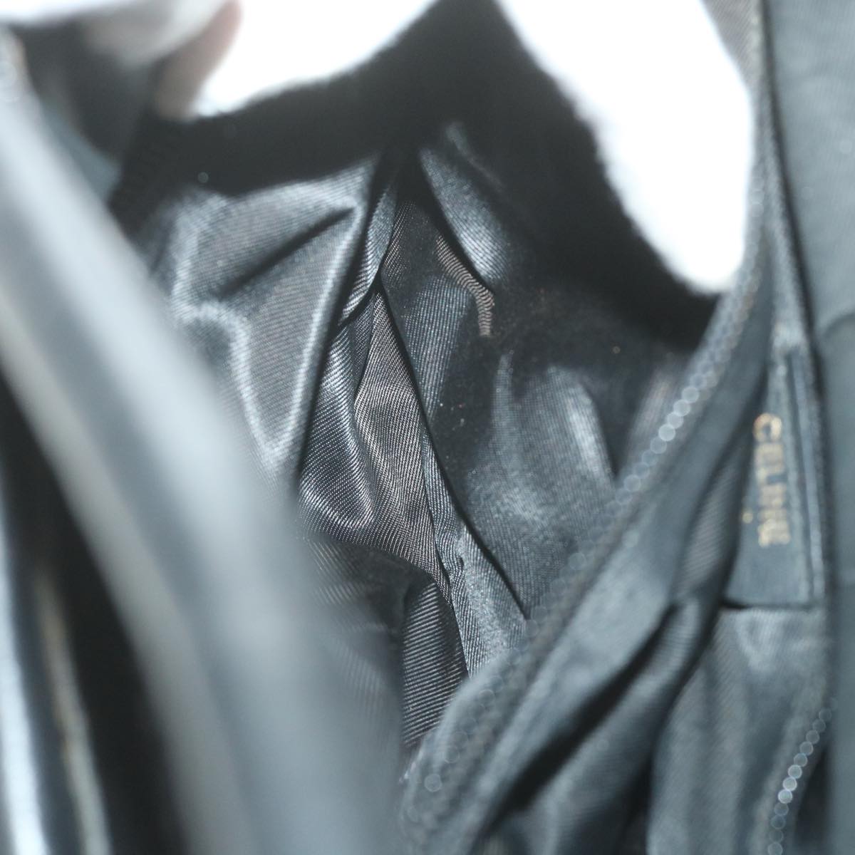 CELINE Shoulder Bag Nylon Black Auth bs10094