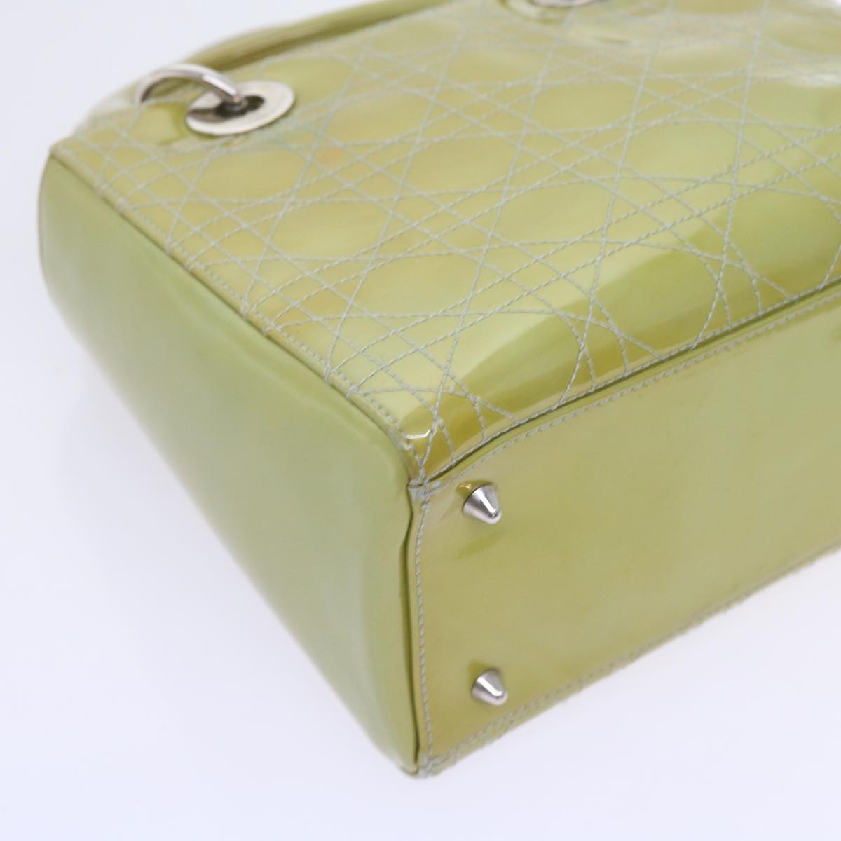 Christian Dior Canage Hand Bag Patent leather 2way Green Auth bs10107