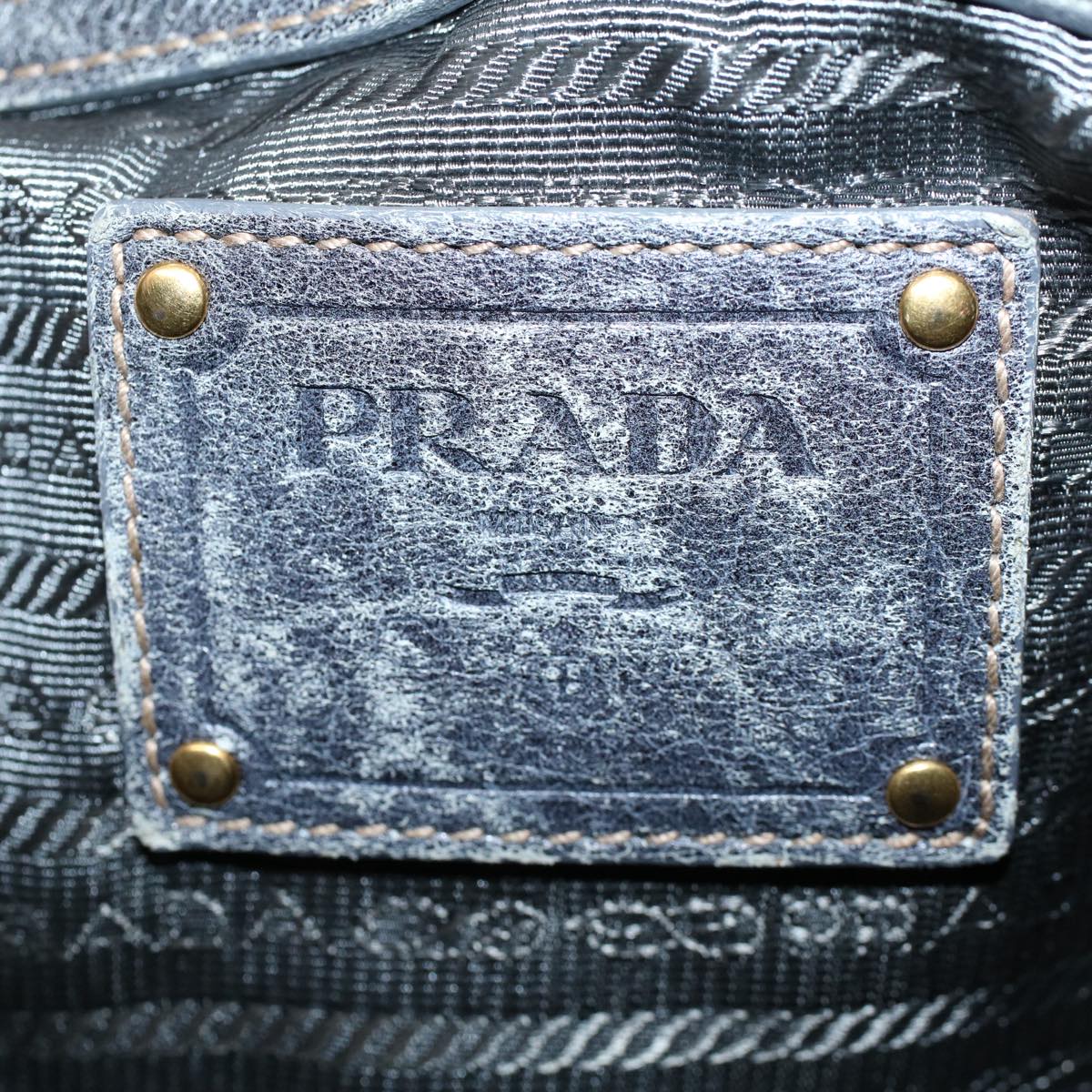 PRADA Tote Bag Leather 2way Gray Auth bs10117