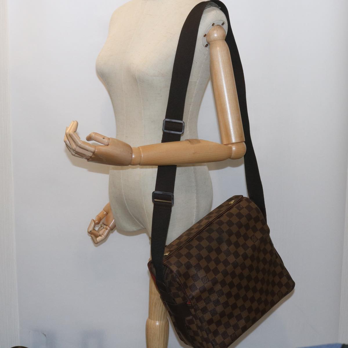 LOUIS VUITTON Damier Ebene Naviglio Shoulder Bag N45255 LV Auth bs10143