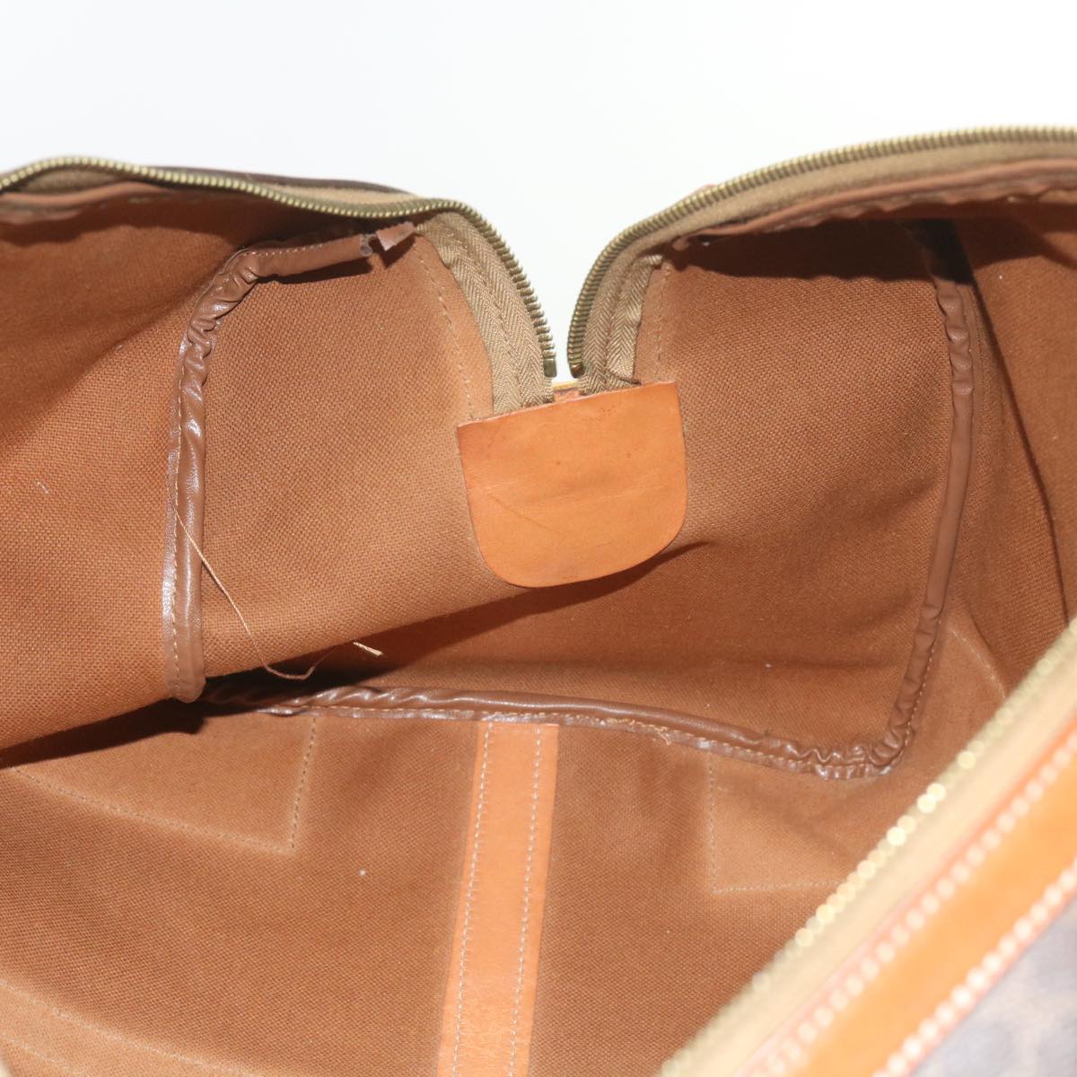 CELINE Macadam Canvas Boston Bag PVC Leather Brown Auth bs10153