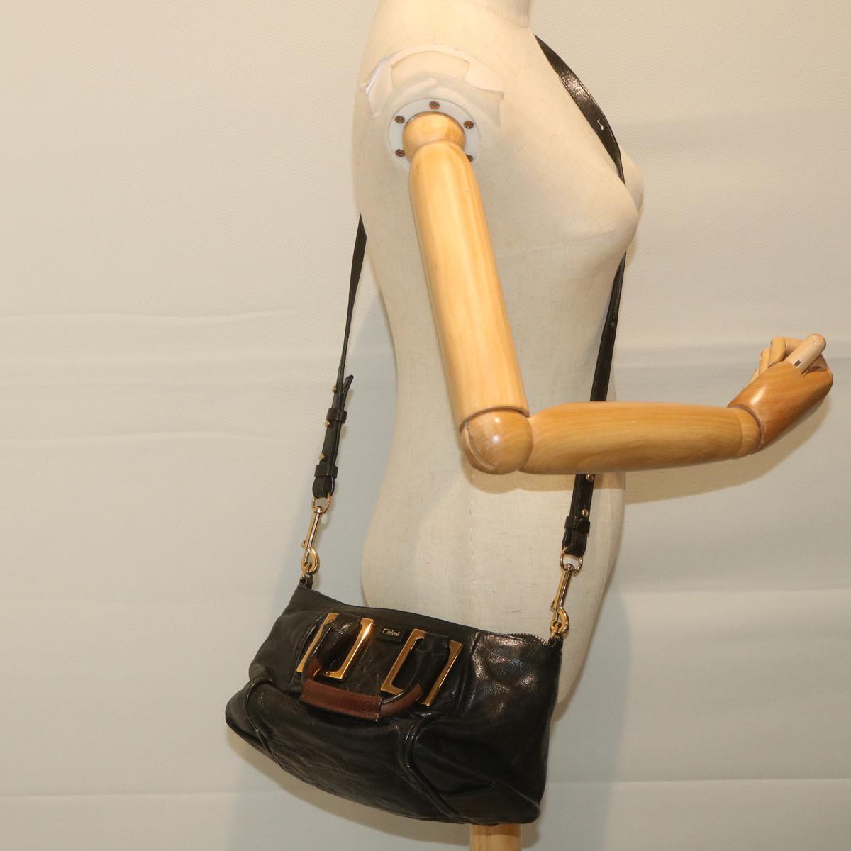Chloe Etel Hand Bag Leather 2way Black 03-11-50 Auth bs10193