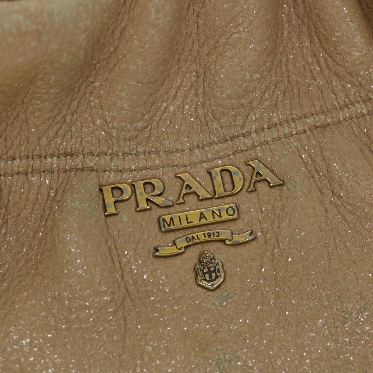 PRADA Chain Shoulder Bag Leather Brown Auth bs10196