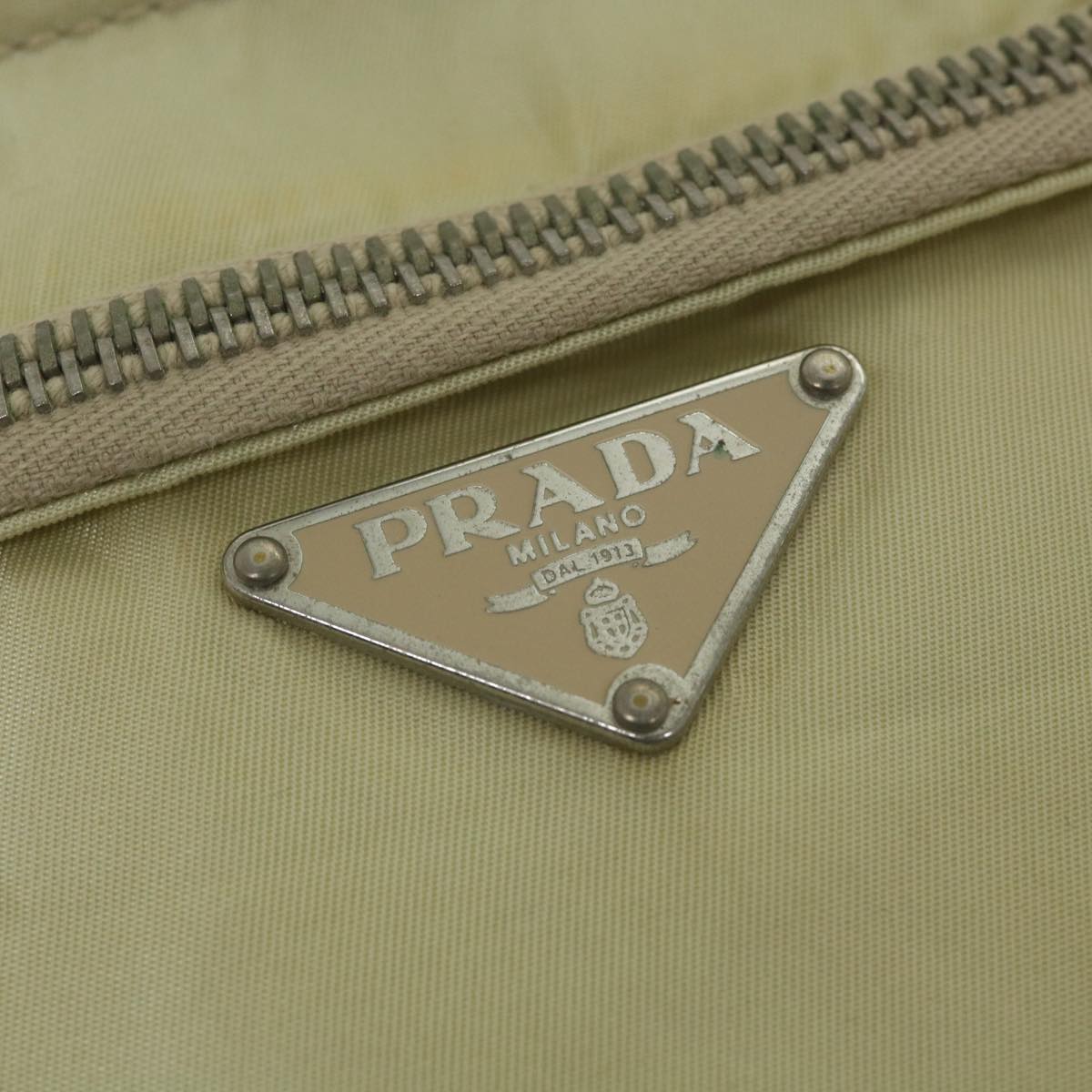 PRADA Shoulder Bag Nylon Beige Auth bs10208