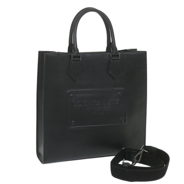 DOLCE&GABBANA Tote Bag Calf leather 2way Black Auth bs10232