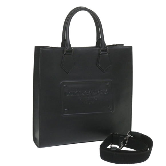 DOLCE&GABBANA Tote Bag Calf leather 2way Black Auth bs10232