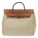 HERMES Her Bag Ad Backpack Coated Canvas Beige Brown Auth bs10291-13