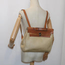 HERMES Her Bag Ad Backpack Coated Canvas Beige Brown Auth bs10291-26