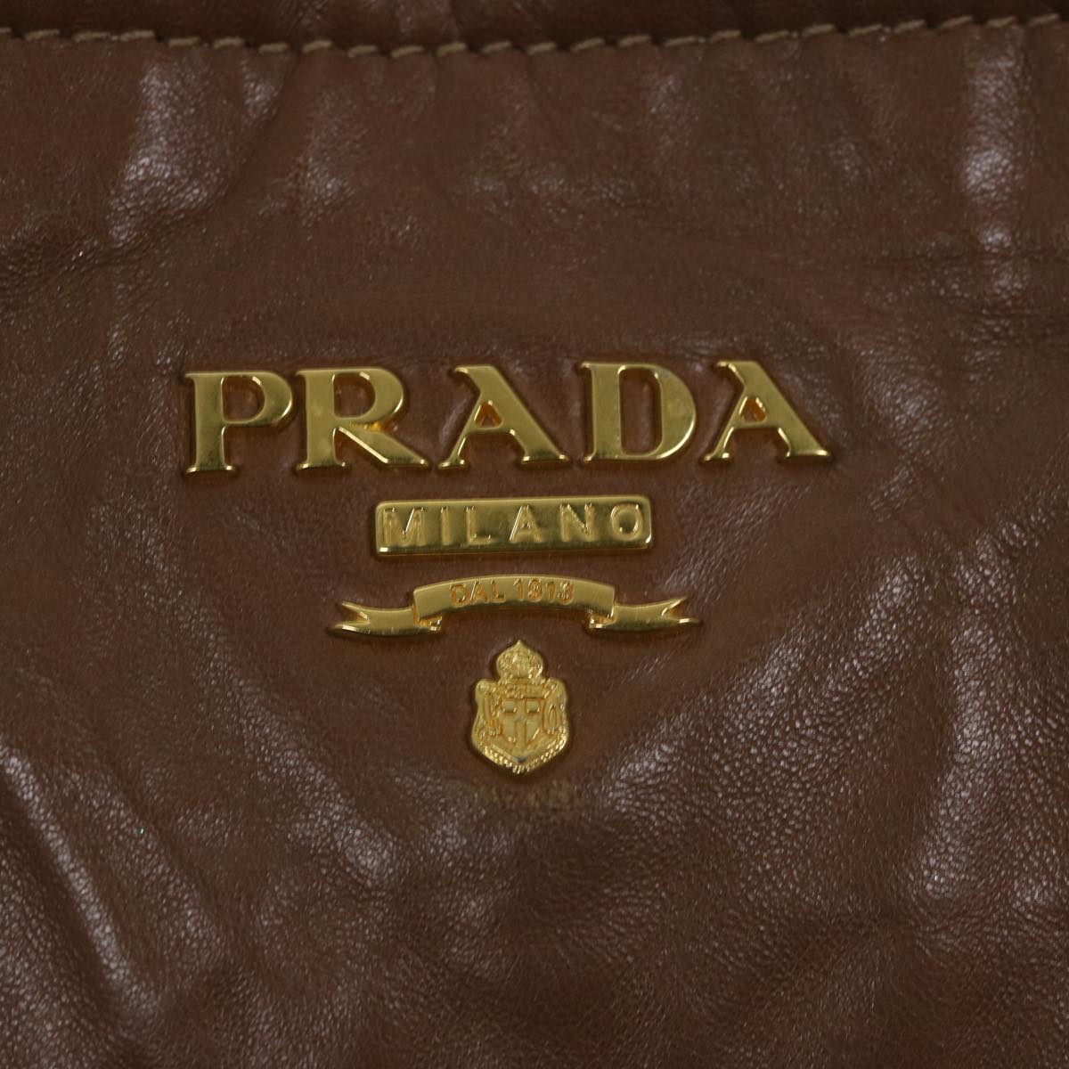 PRADA Shoulder Bag Leather Brown Auth bs10305