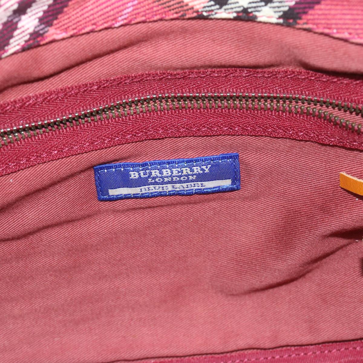 BURBERRY Blue Label Hand Bag Canvas Red Auth bs10308