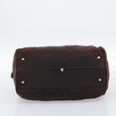 PRADA Chain Boston Bag Nylon Brown Gold Auth bs10311-15