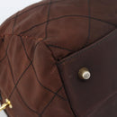 PRADA Chain Boston Bag Nylon Brown Gold Auth bs10311-17