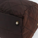 PRADA Chain Boston Bag Nylon Brown Gold Auth bs10311-19