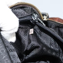 PRADA Chain Boston Bag Nylon Brown Gold Auth bs10311-26