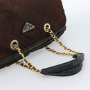 PRADA Chain Boston Bag Nylon Brown Gold Auth bs10311-7