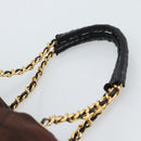 PRADA Chain Boston Bag Nylon Brown Gold Auth bs10311-14