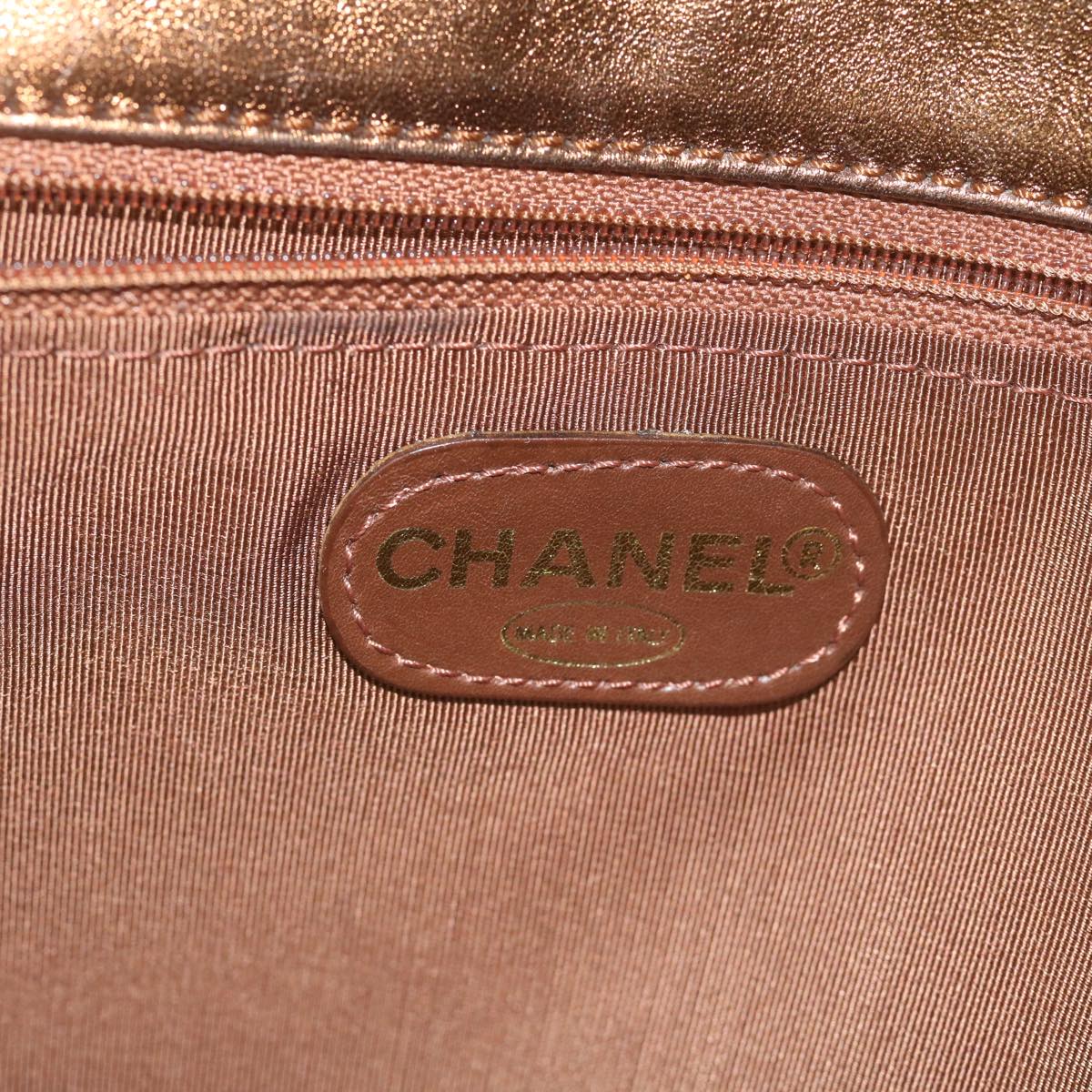 CHANEL Shoulder Bag Lamb Skin Bronze CC Auth bs10327