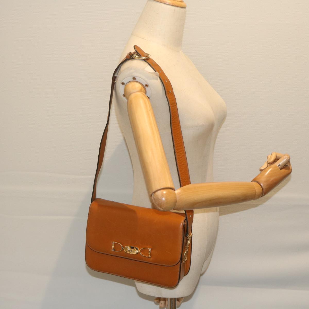 CELINE Shoulder Bag Leather Brown Auth bs10354