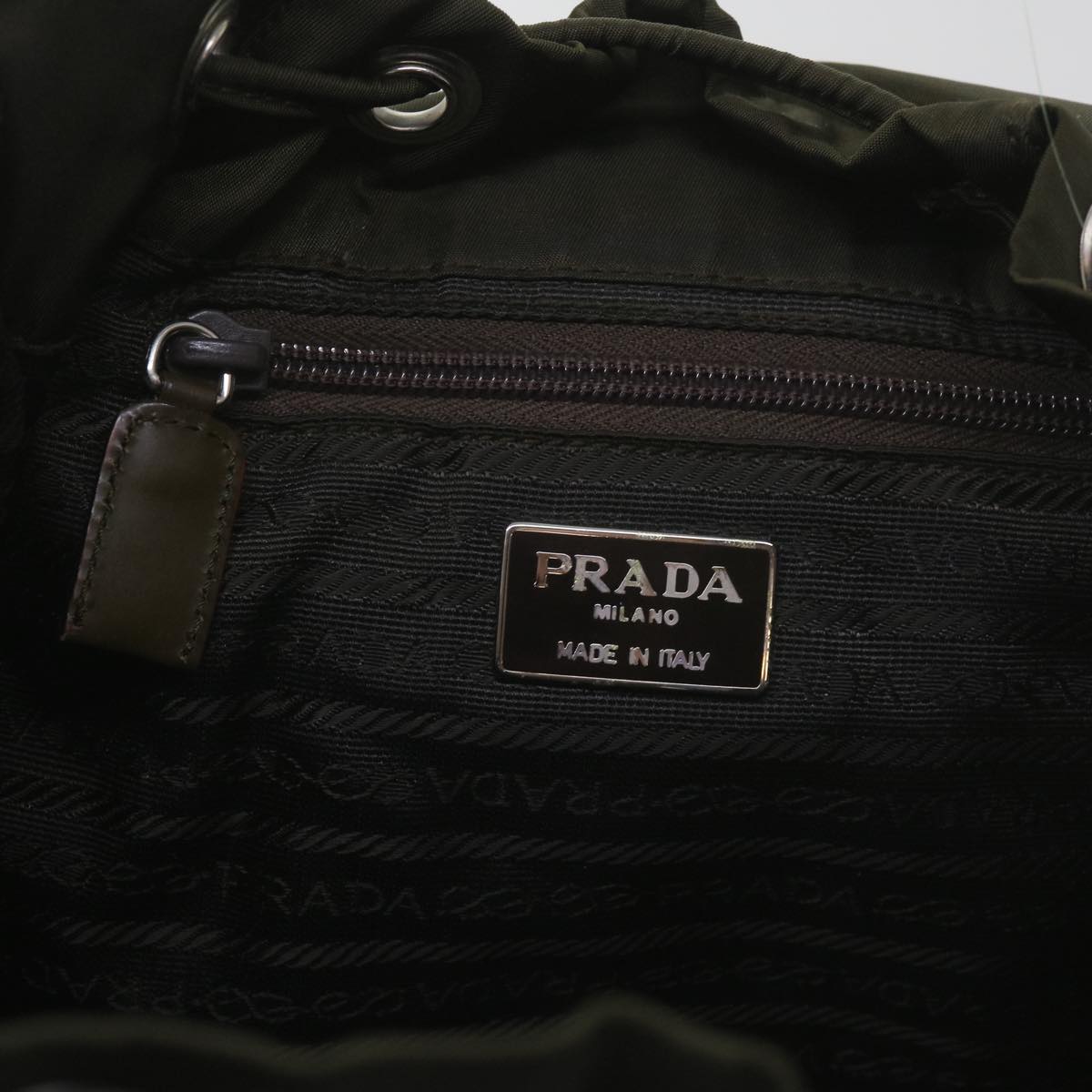 PRADA Backpack Nylon Khaki Auth bs10382