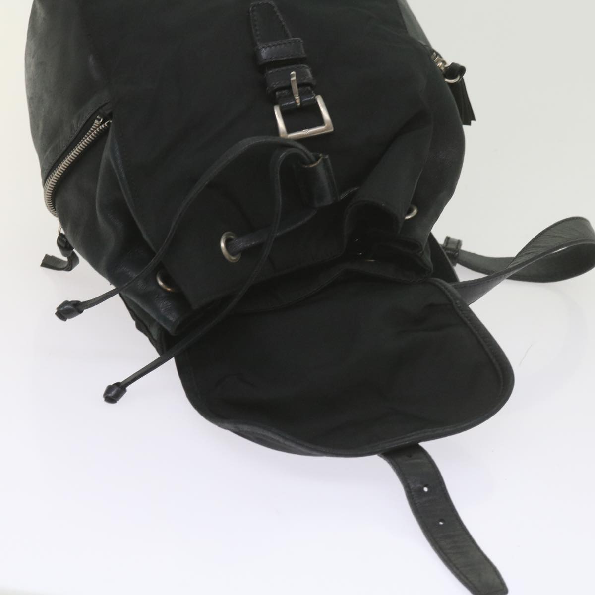 PRADA Backpack Nylon Leather Black Auth bs10389