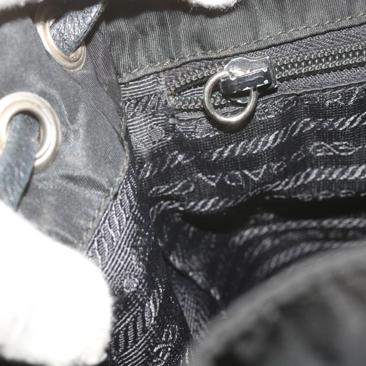 PRADA Backpack Nylon Leather Black Auth bs10389