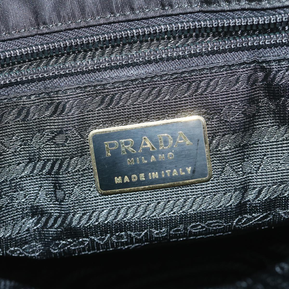 PRADA Chain Shoulder Bag Leather Black Auth bs10390