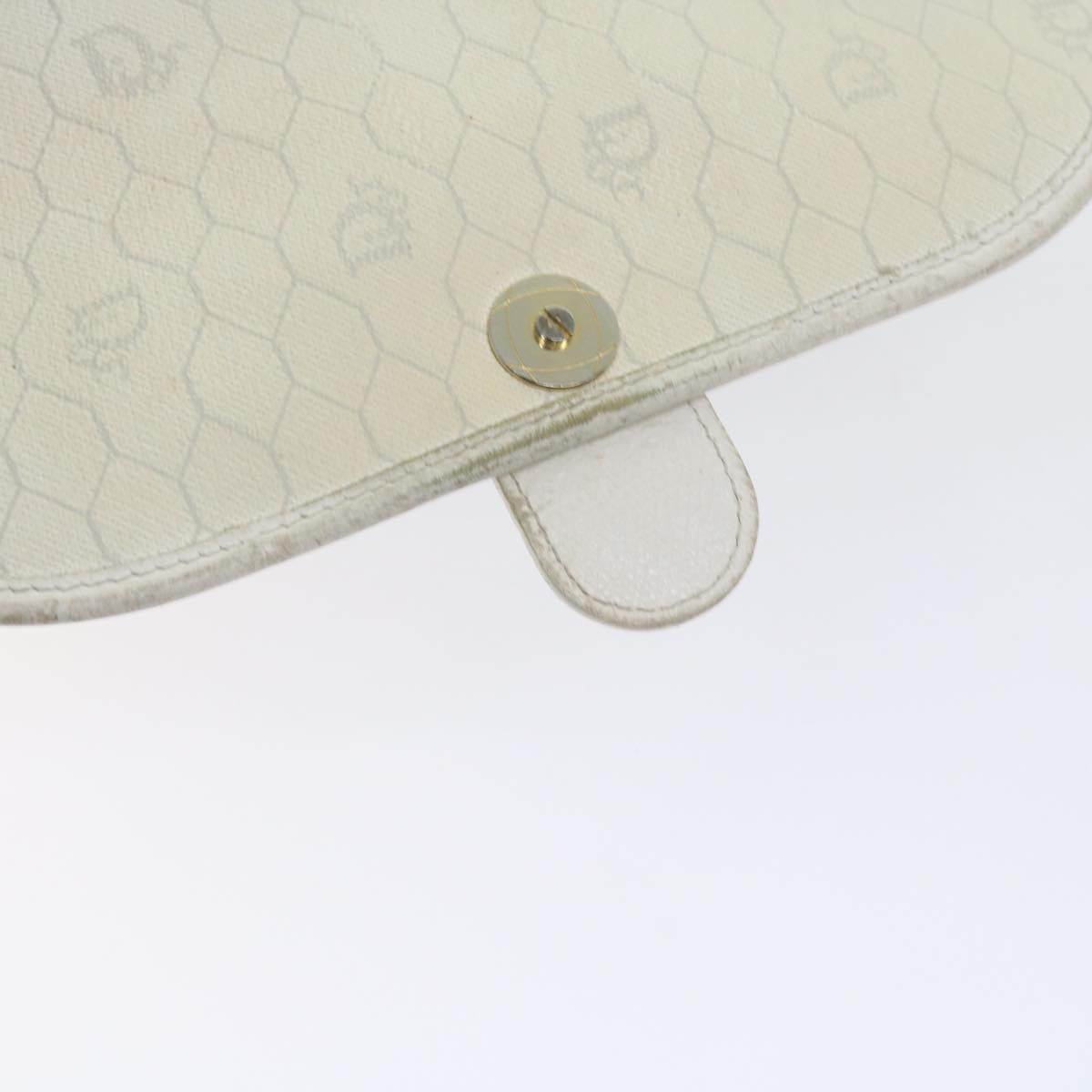 Christian Dior Honeycomb Canvas Shoulder Bag PVC Leather White Auth bs10410