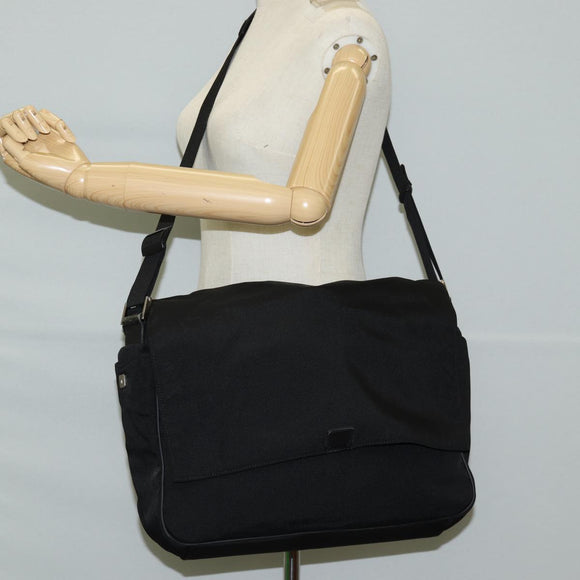 GUCCI Shoulder Bag Nylon Black Auth bs10426