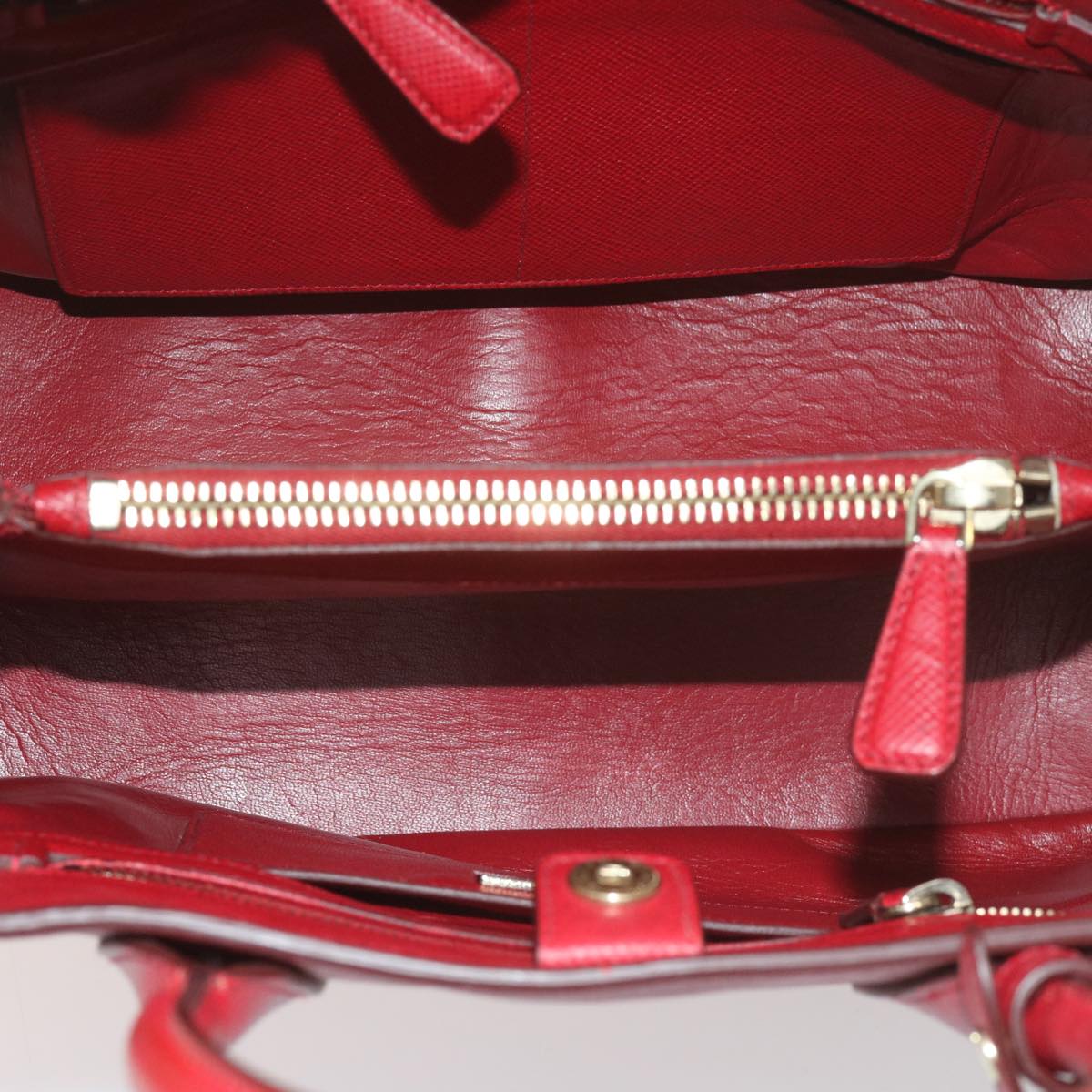 PRADA Hand Bag Leather 2way Red Auth bs10429