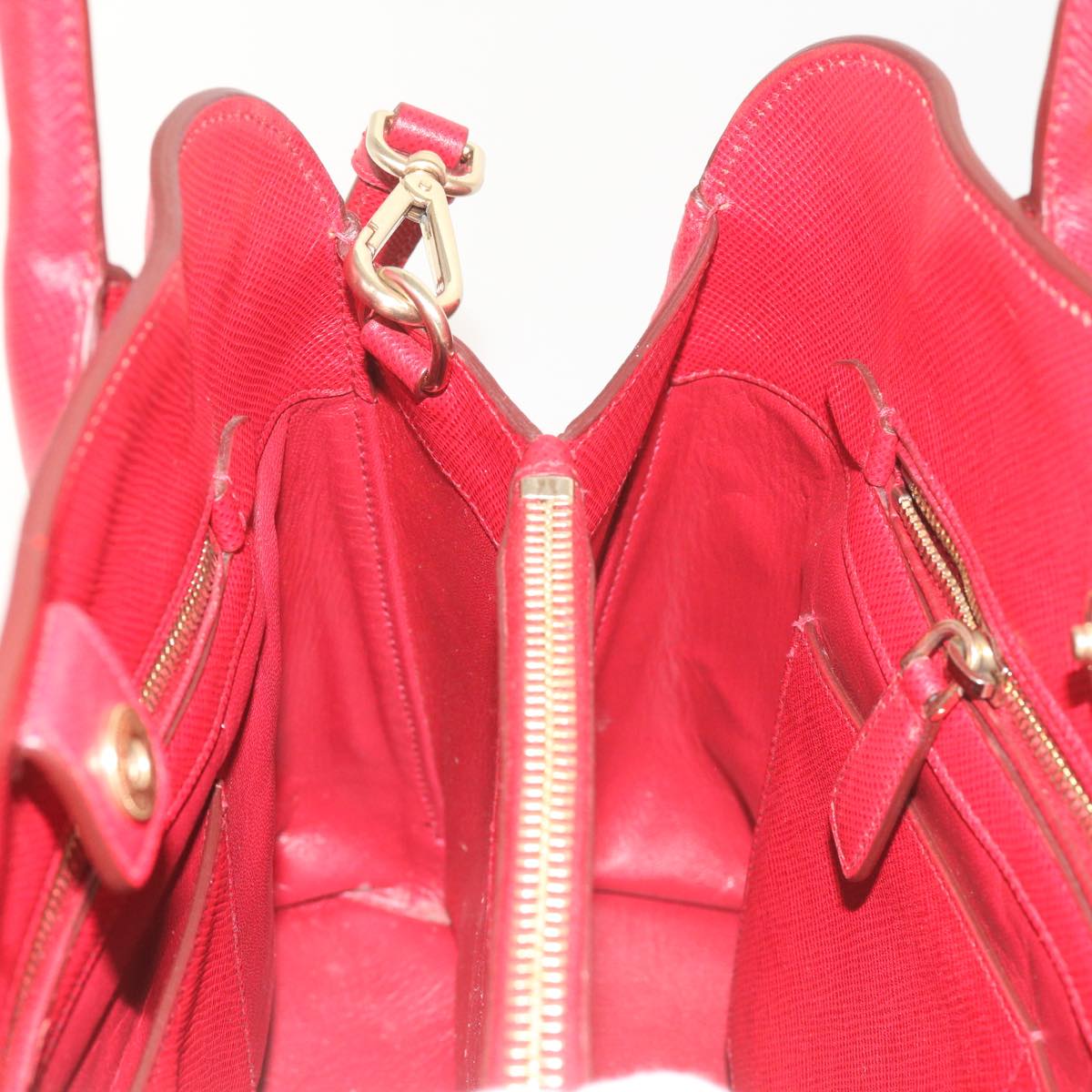 PRADA Hand Bag Leather 2way Red Auth bs10429