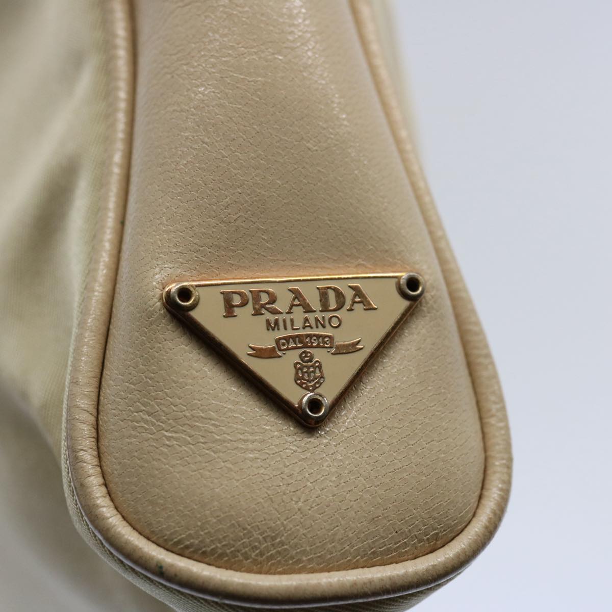 PRADA Shoulder Bag Nylon Beige Auth bs10447