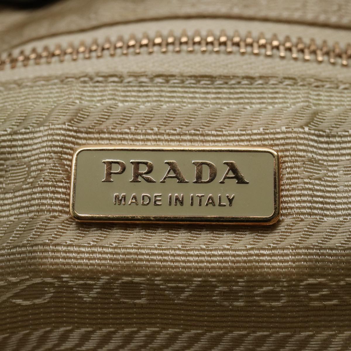 PRADA Shoulder Bag Nylon Beige Auth bs10447