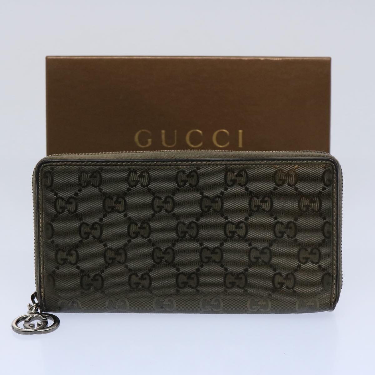 GUCCI GG Canvas Long Wallet Brown 212110 Auth bs10457