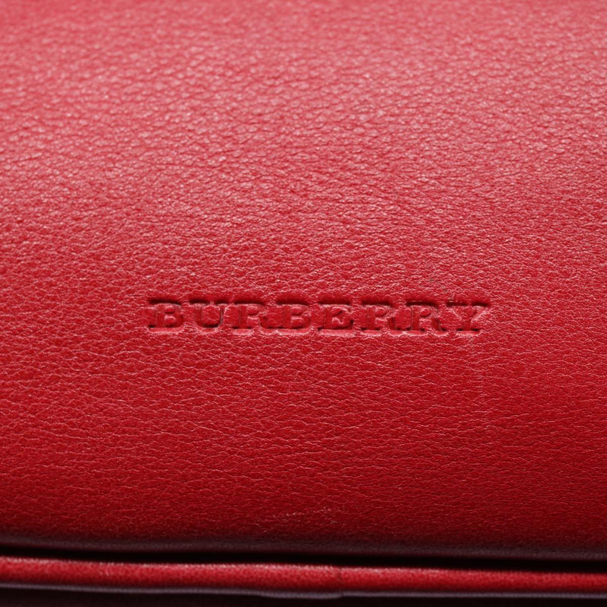 BURBERRY Shoulder Bag Leather Red Auth bs10476