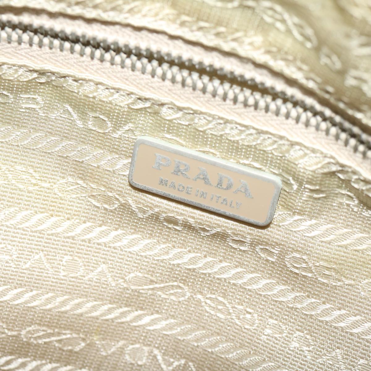 PRADA Shoulder Bag Nylon Beige Auth bs10495