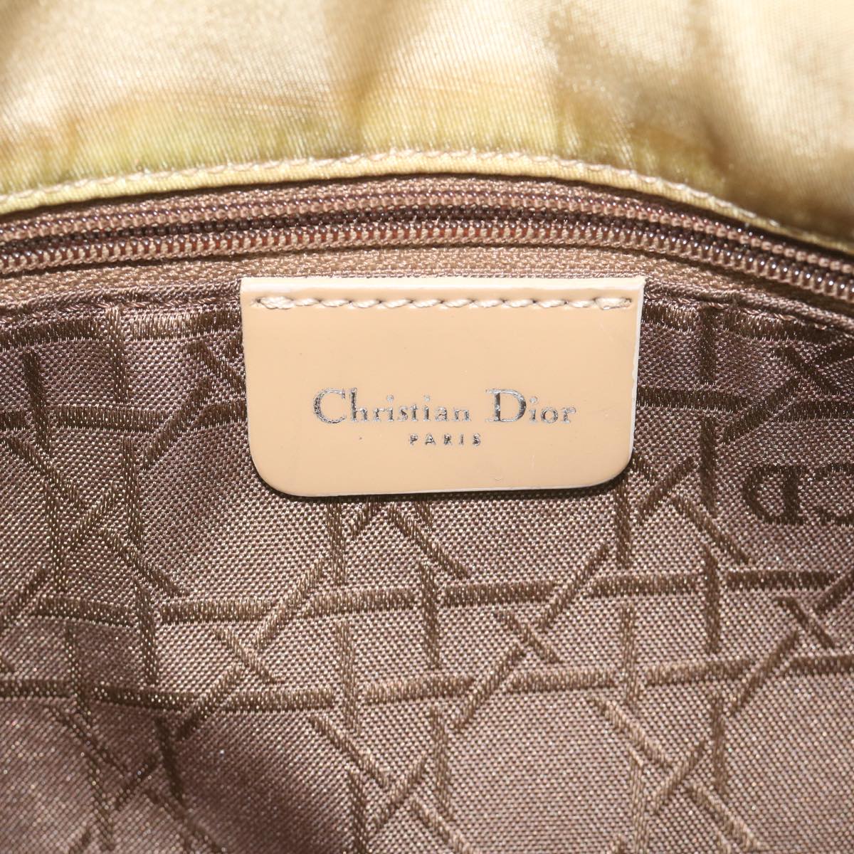 Christian Dior Maris Pearl Shoulder Bag Nylon Khaki Auth bs10532