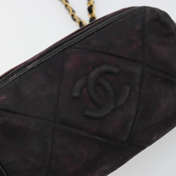 CHANEL Chain Shoulder Bag Suede Purple CC Auth bs10550