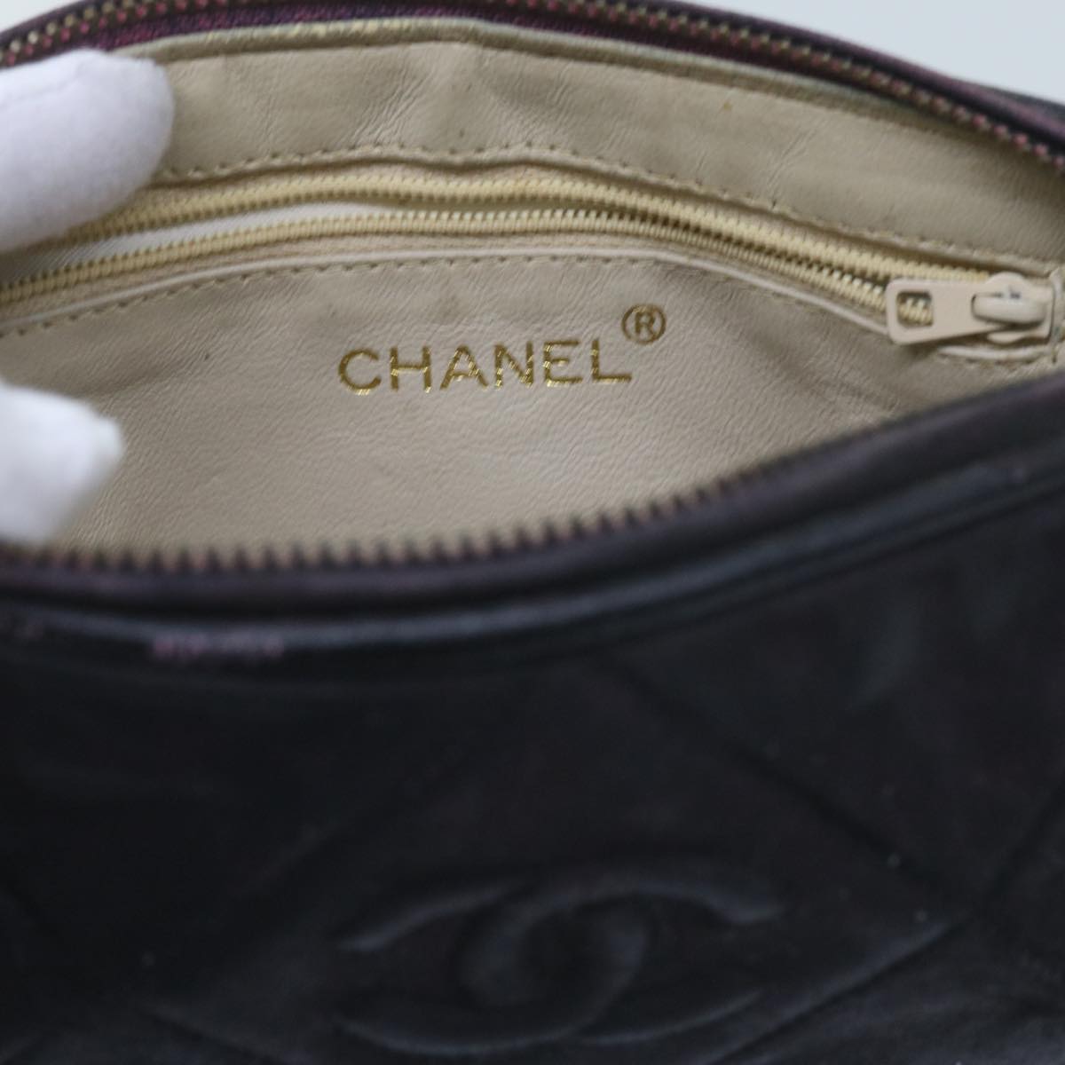 CHANEL Chain Shoulder Bag Suede Purple CC Auth bs10550