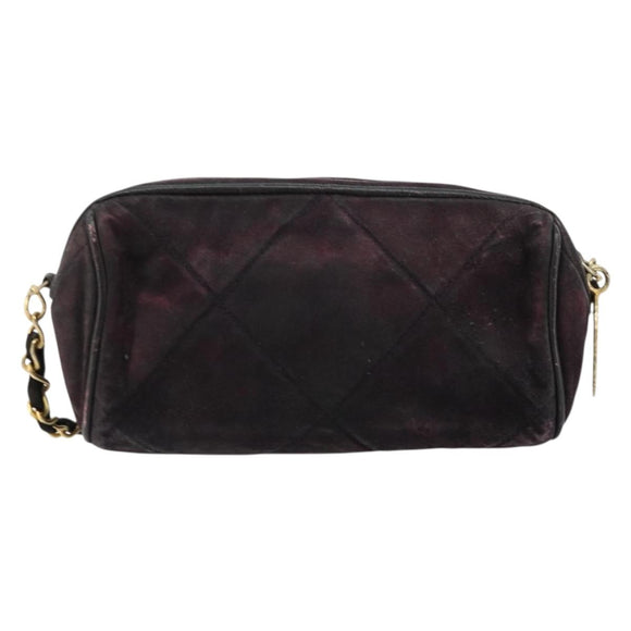 CHANEL Chain Shoulder Bag Suede Purple CC Auth bs10550