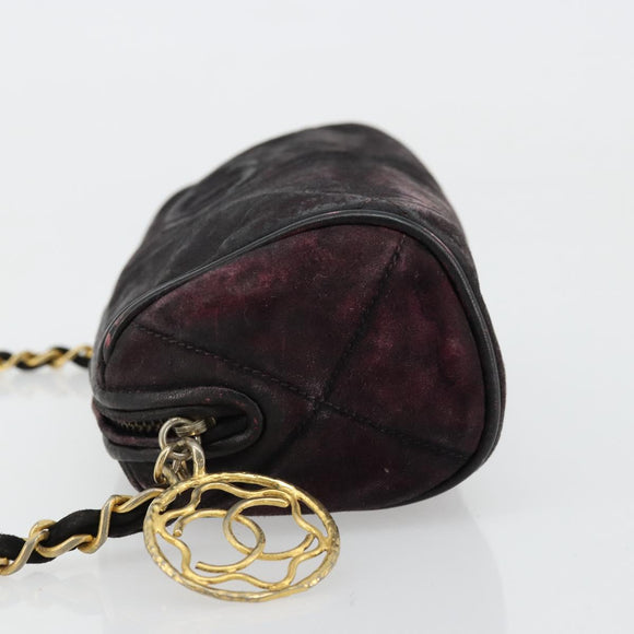 CHANEL Chain Shoulder Bag Suede Purple CC Auth bs10550