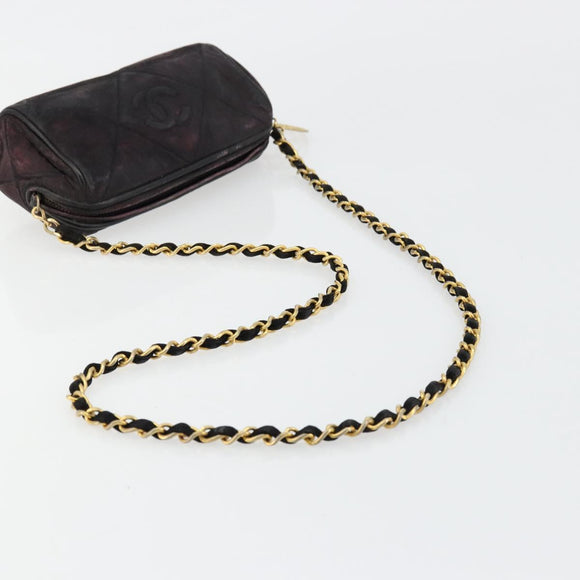 CHANEL Chain Shoulder Bag Suede Purple CC Auth bs10550