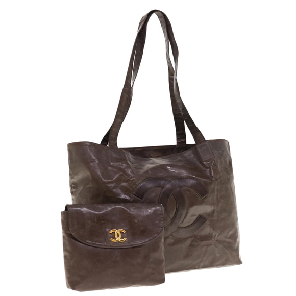 CHANEL Tragetasche Lackleder Braun CC Auth bs10555
