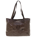CHANEL Tote Bag Patent leather Brown CC Auth bs10555-13