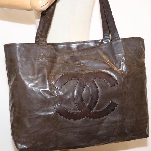 CHANEL Tragetasche Lackleder Braun CC Auth bs10555