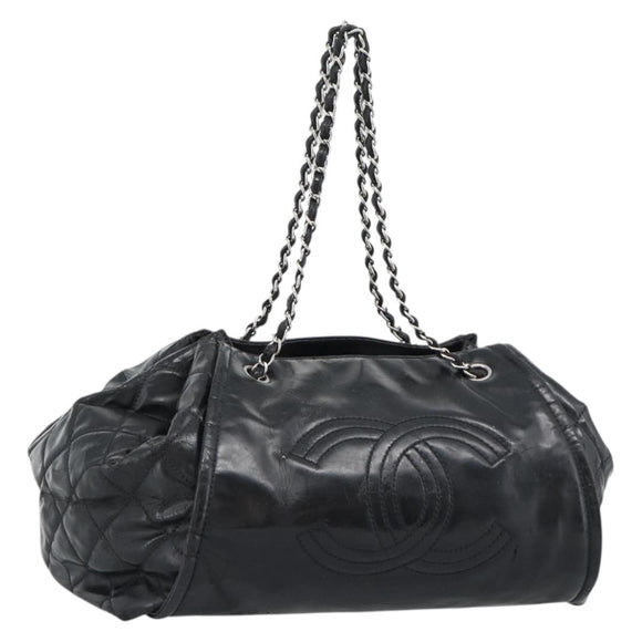 CHANEL Chain Shoulder Bag Patent leather Black CC Auth bs10600