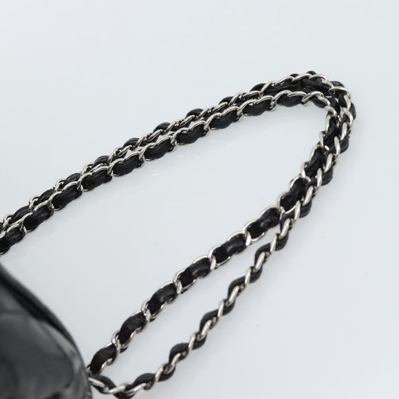 CHANEL Chain Shoulder Bag Patent leather Black CC Auth bs10600