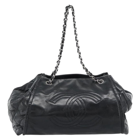 CHANEL Chain Shoulder Bag Patent leather Black CC Auth bs10600
