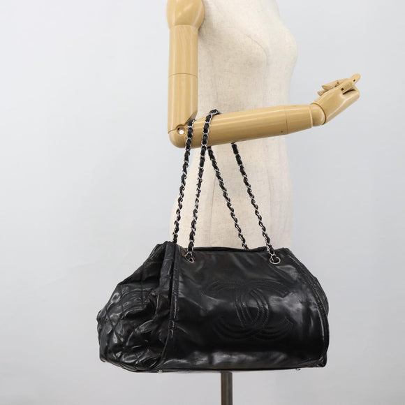 CHANEL Chain Shoulder Bag Patent leather Black CC Auth bs10600