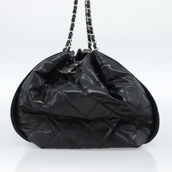 CHANEL Chain Shoulder Bag Patent leather Black CC Auth bs10600