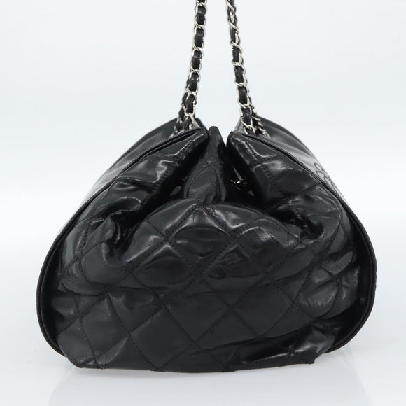 CHANEL Chain Shoulder Bag Patent leather Black CC Auth bs10600